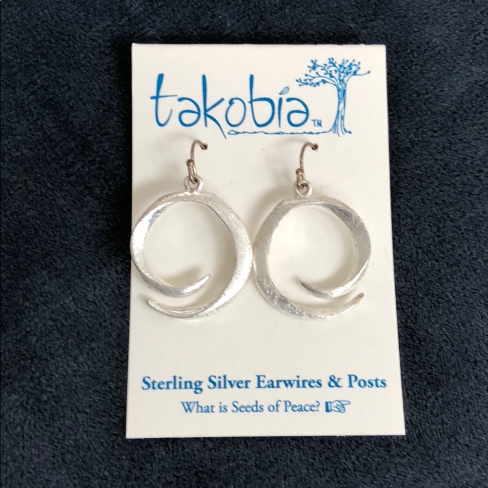 Takobia etched silver earrings